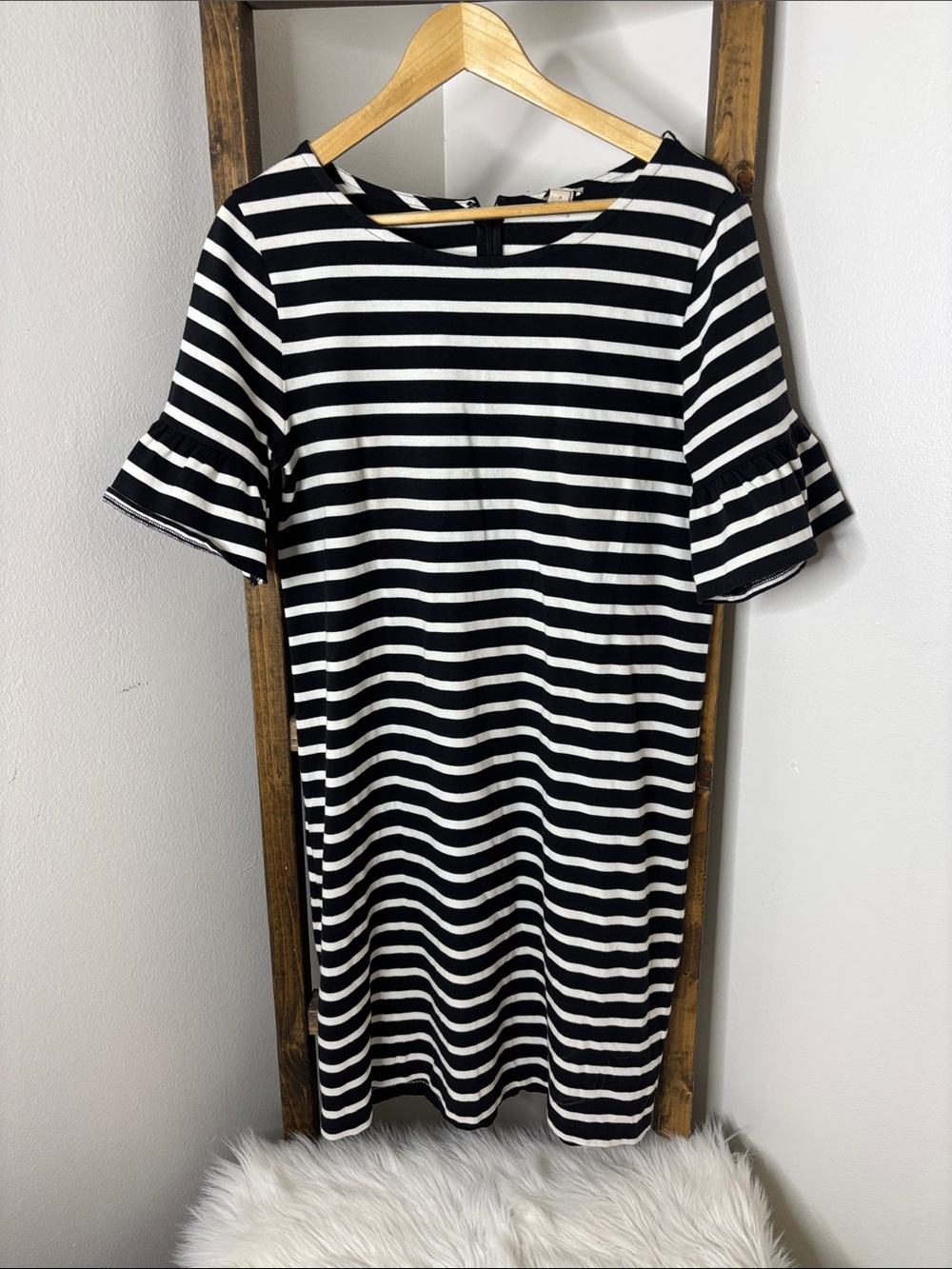 J. Crew Navy and White Striped Mini Dress Size M